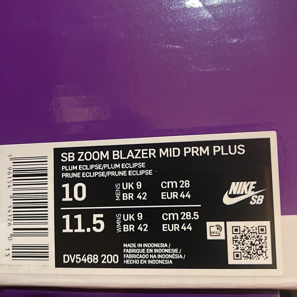 Skate Shoes
Nike SB Zoom Blazer Mid
Premium Plus Plum Eclipse/Kumquat/Gum Yellow - Picture 15 of 16